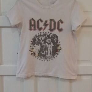 AC/DC Women's Short Sleeve Band Tee Cream & Black Size XS